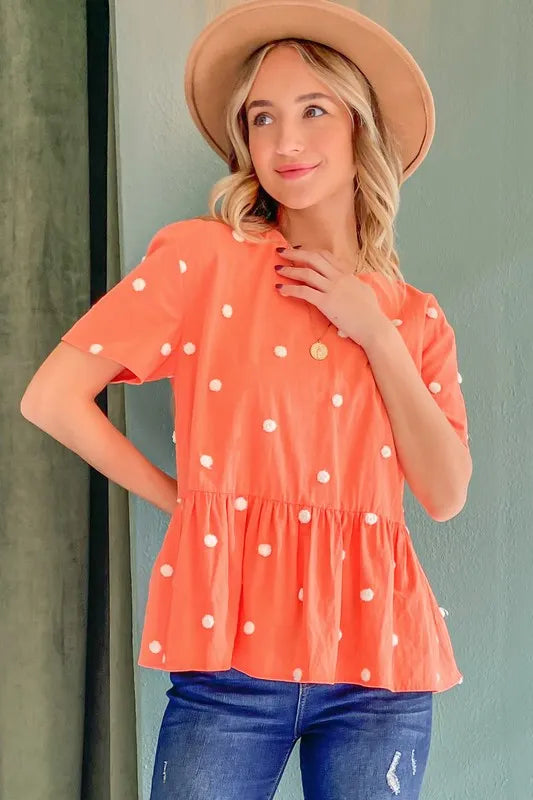 And The Why Pom Pom Polka Dots Short Sleeve Top - Sydney So Sweet