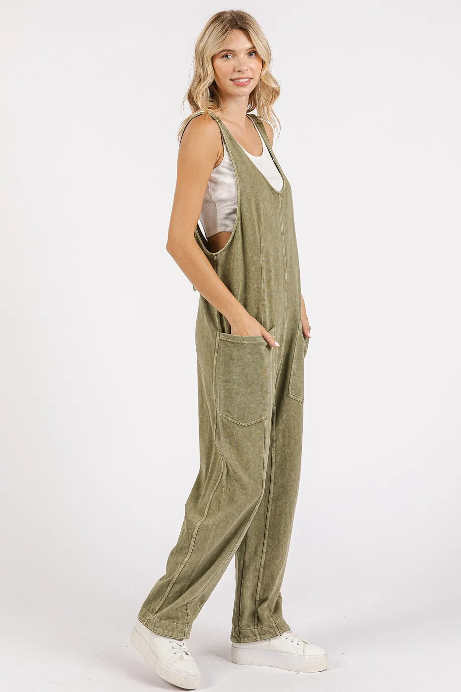 Mittoshop Mineral Wash Relaxed Fit Sleeveless Harem Jumpsuit - Sydney So Sweet
