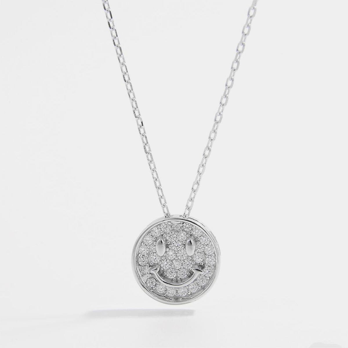 925 Sterling Silver Zircon Smiley Face Necklace - Sydney So Sweet