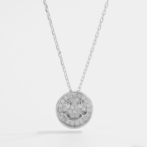 925 Sterling Silver Zircon Smiley Face Necklace - Sydney So Sweet