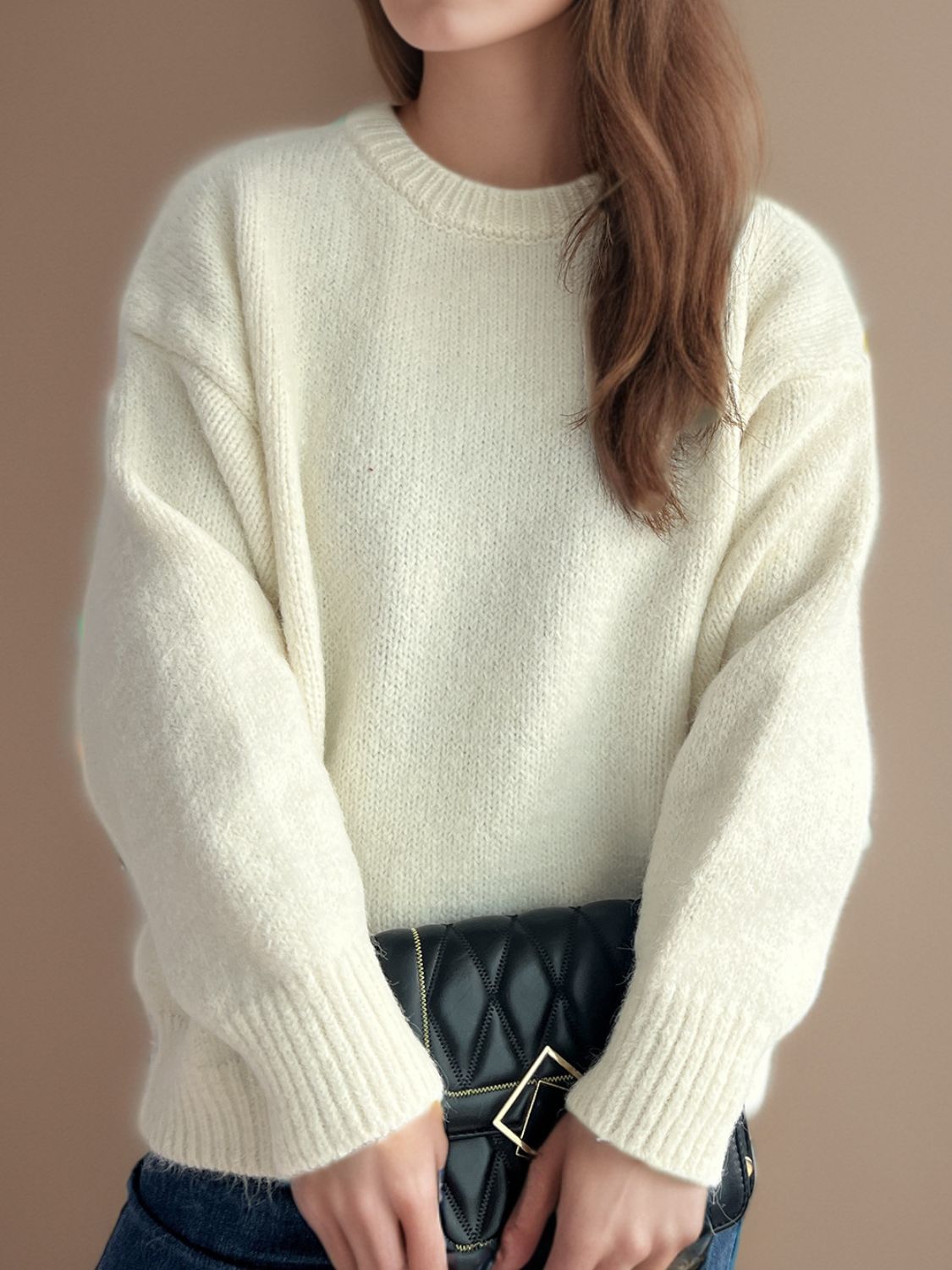 Round Neck Long Sleeve Sweater - Sydney So Sweet