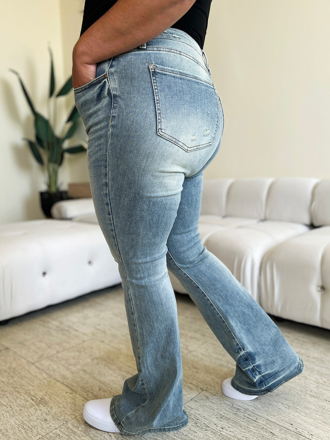 Judy Blue Full Size Mid Rise Flare Jeans - Sydney So Sweet