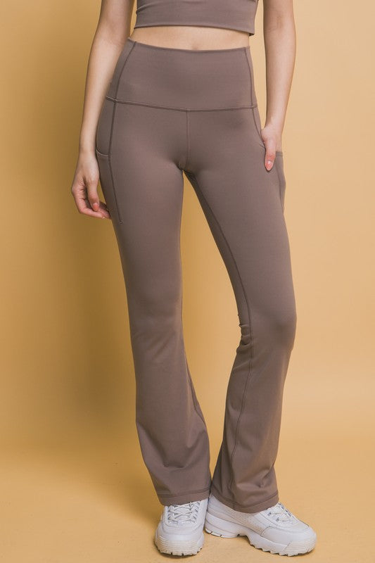 Love Tree High Waist Flare Active Leggings with Side Pockets - Sydney So Sweet