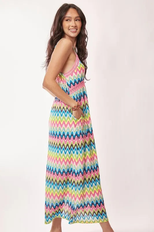 Davi & Dani Multi Color Crochet Lace Midi Dress - Sydney So Sweet
