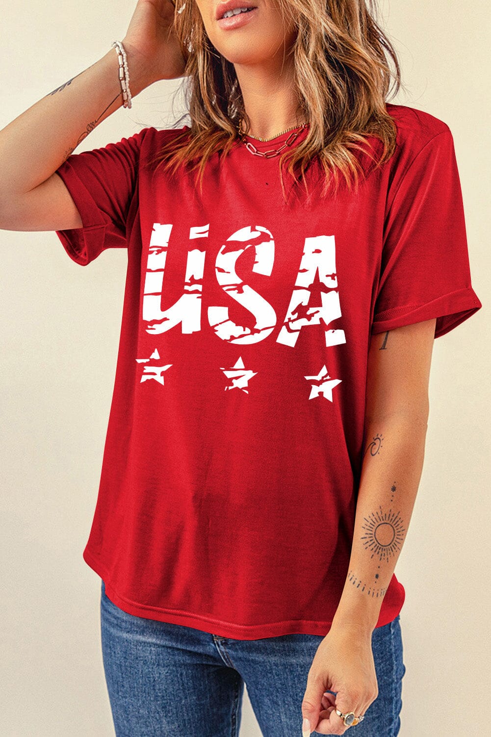 USA Round Neck Short Sleeve T-Shirt - Sydney So Sweet