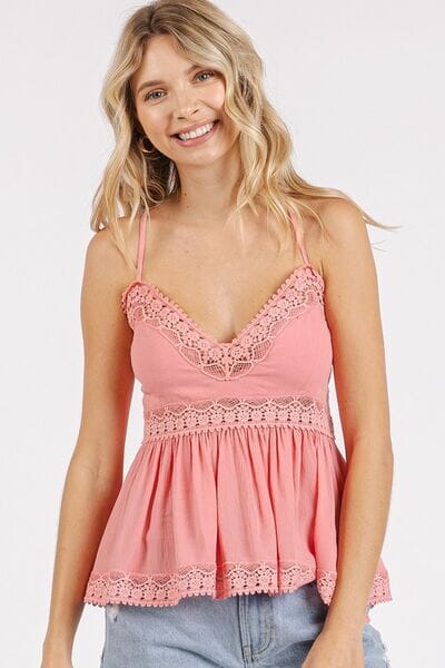 Mittoshop Crisscross Back Lace Detail V-Neck Cami - Sydney So Sweet