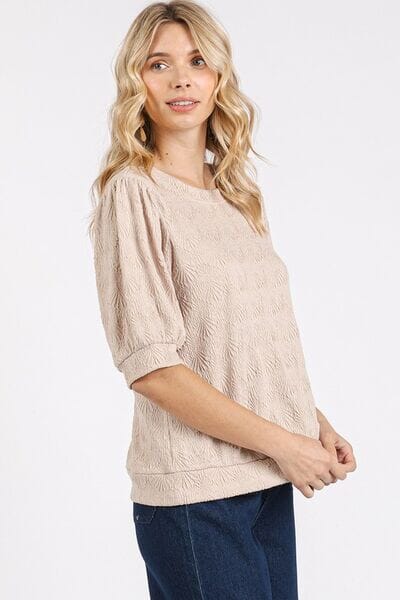 Mittoshop Fan Shell Texture Short Puff Sleeve Knit Top - Sydney So Sweet