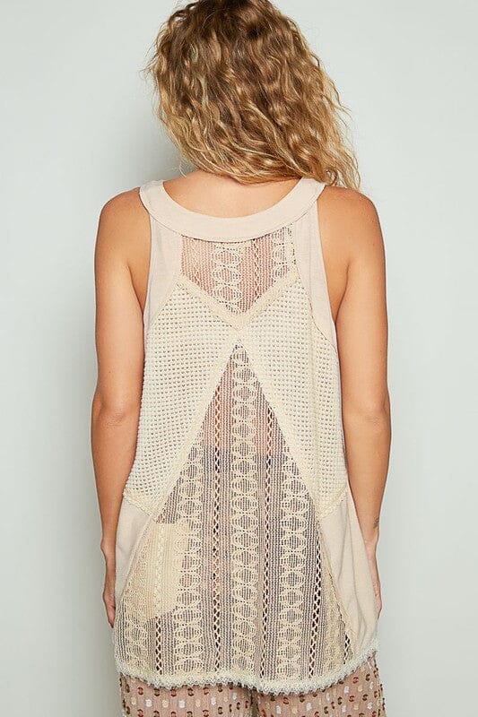 POL Lace Up Crochet Lace Tank - Sydney So Sweet