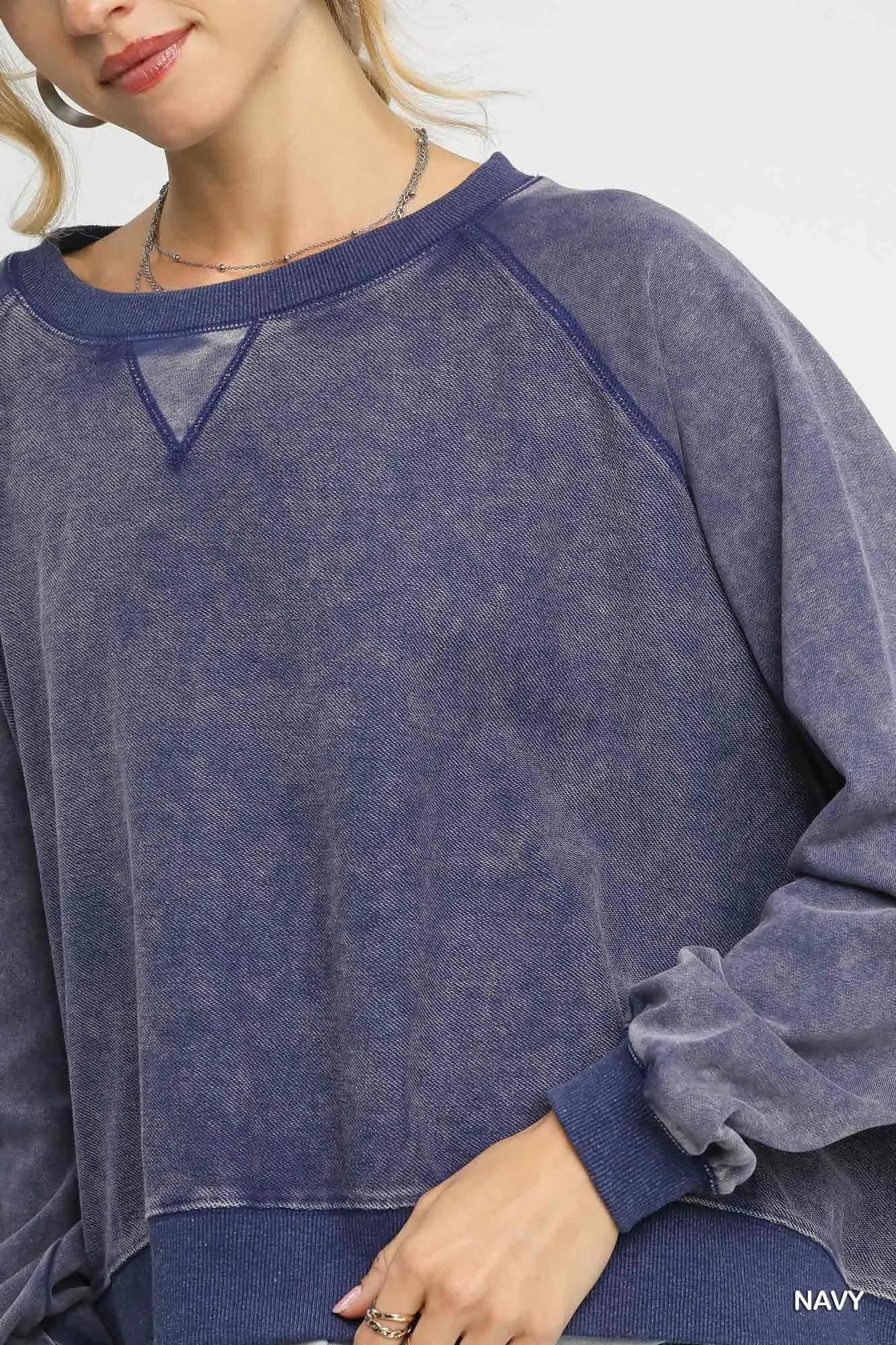 Umgee Mineral Wash French Terry Sweatshirt - Sydney So Sweet