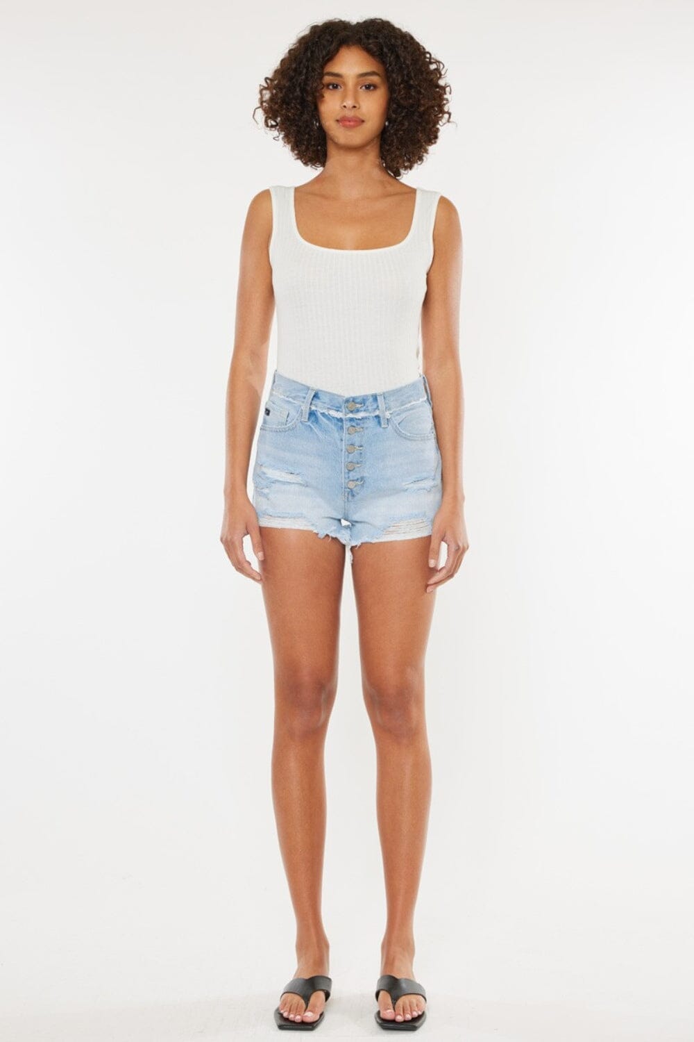 Kancan Distressed Button Fly Denim Shorts - Sydney So Sweet