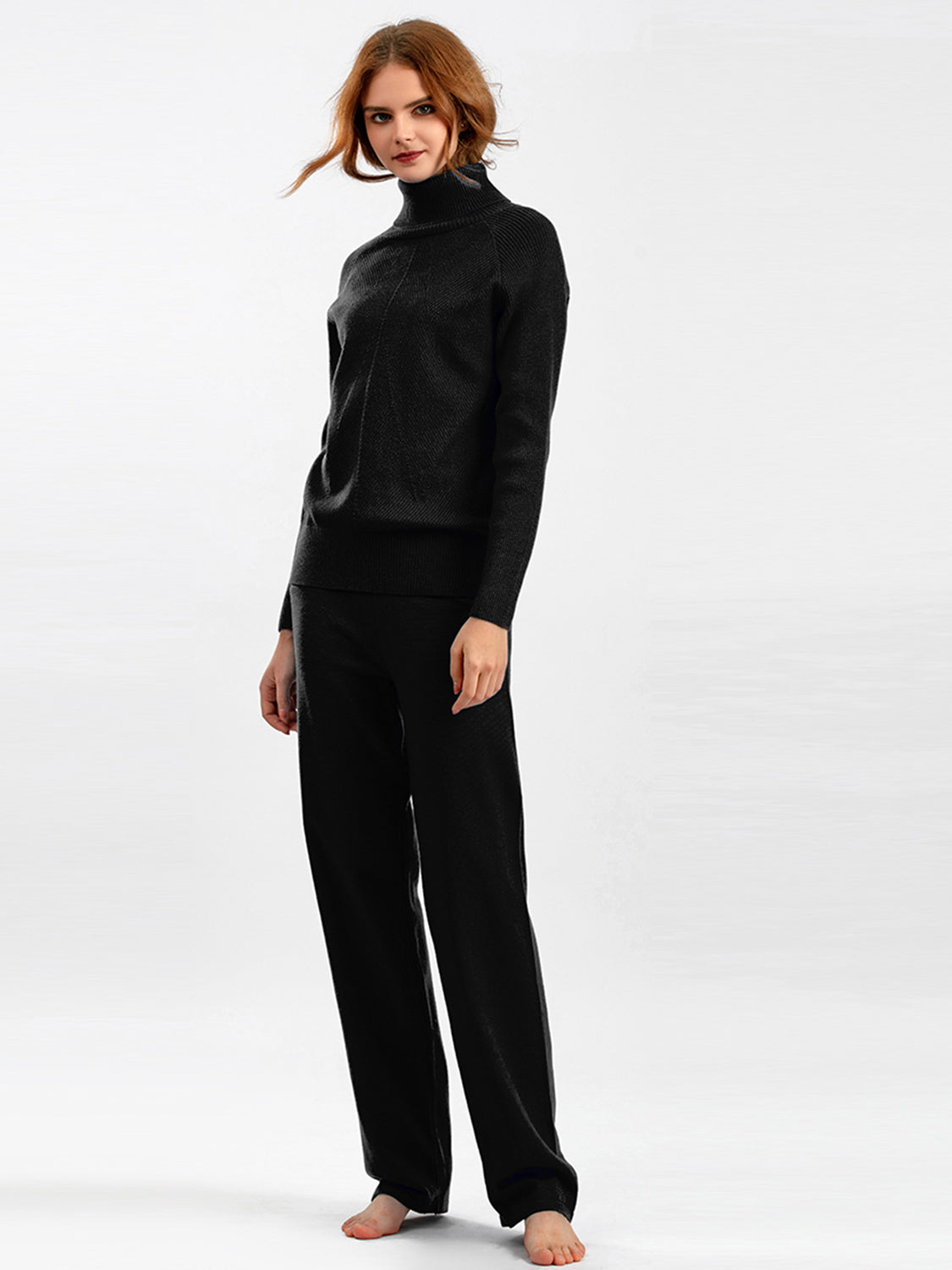 Basic Bae Turtleneck Raglan Sleeve Top and Pants Sweater Set - Sydney So Sweet