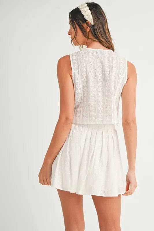 MABLE Eyelet Lace Top and Mini Skirt Set - Sydney So Sweet