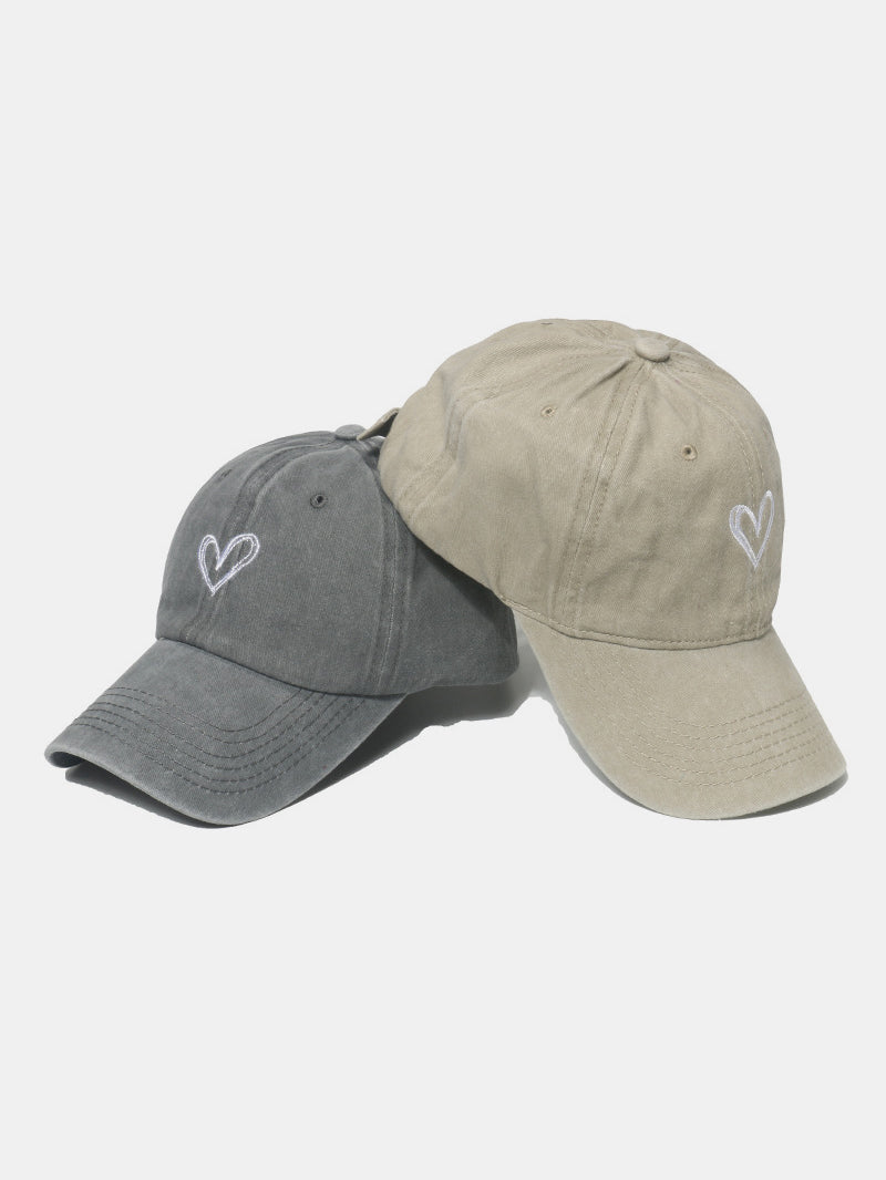 Embroidered Heart Washed Cotton Baseball Cap - Sydney So Sweet