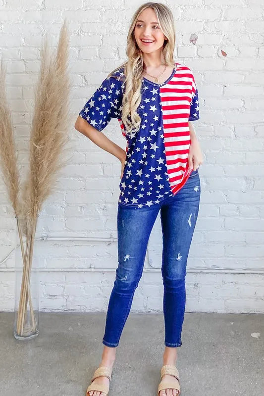 And The Why American Flag Short Sleeve Top - Sydney So Sweet