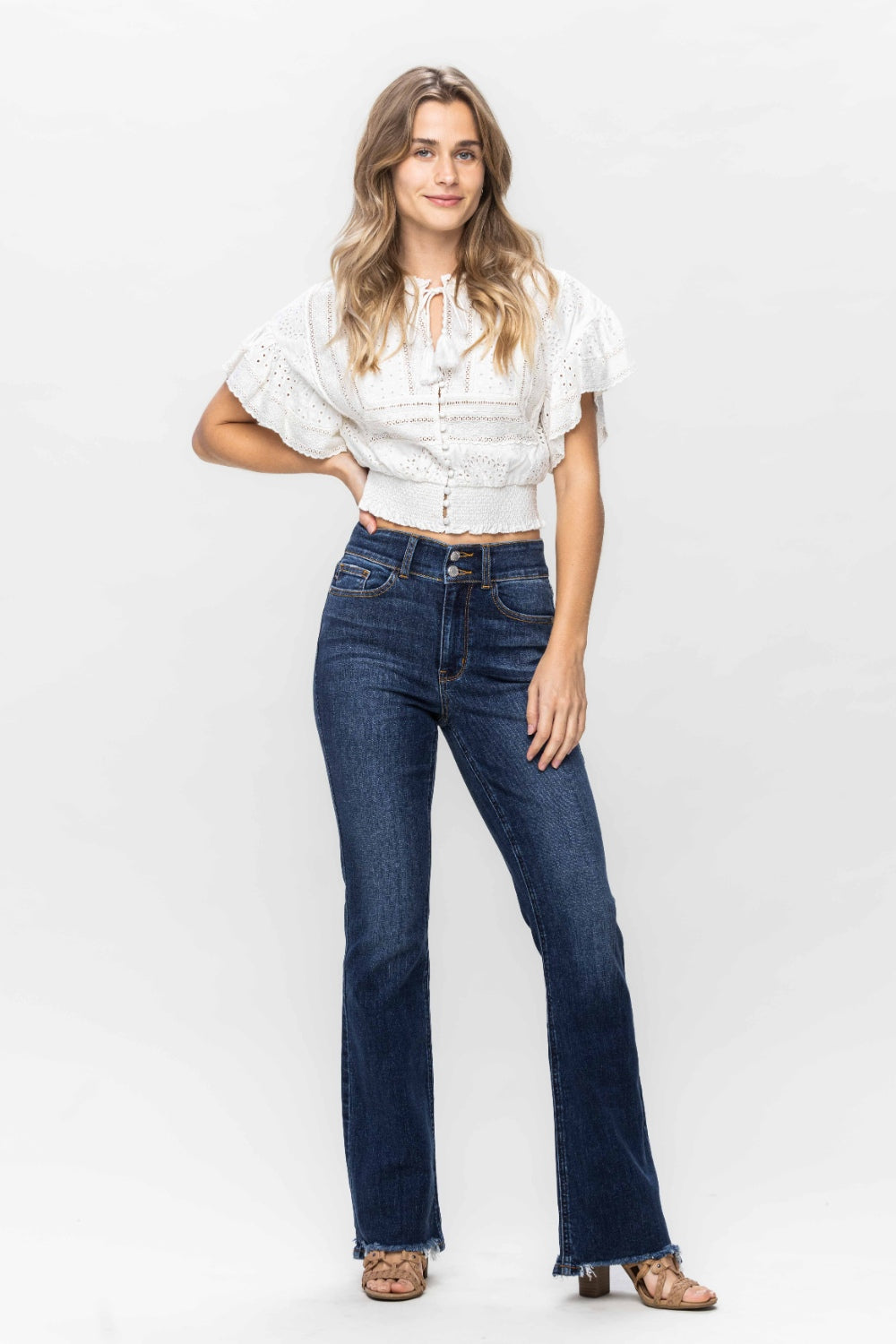 Judy Blue Full Size Frayed Hem Bootcut Jeans - Sydney So Sweet