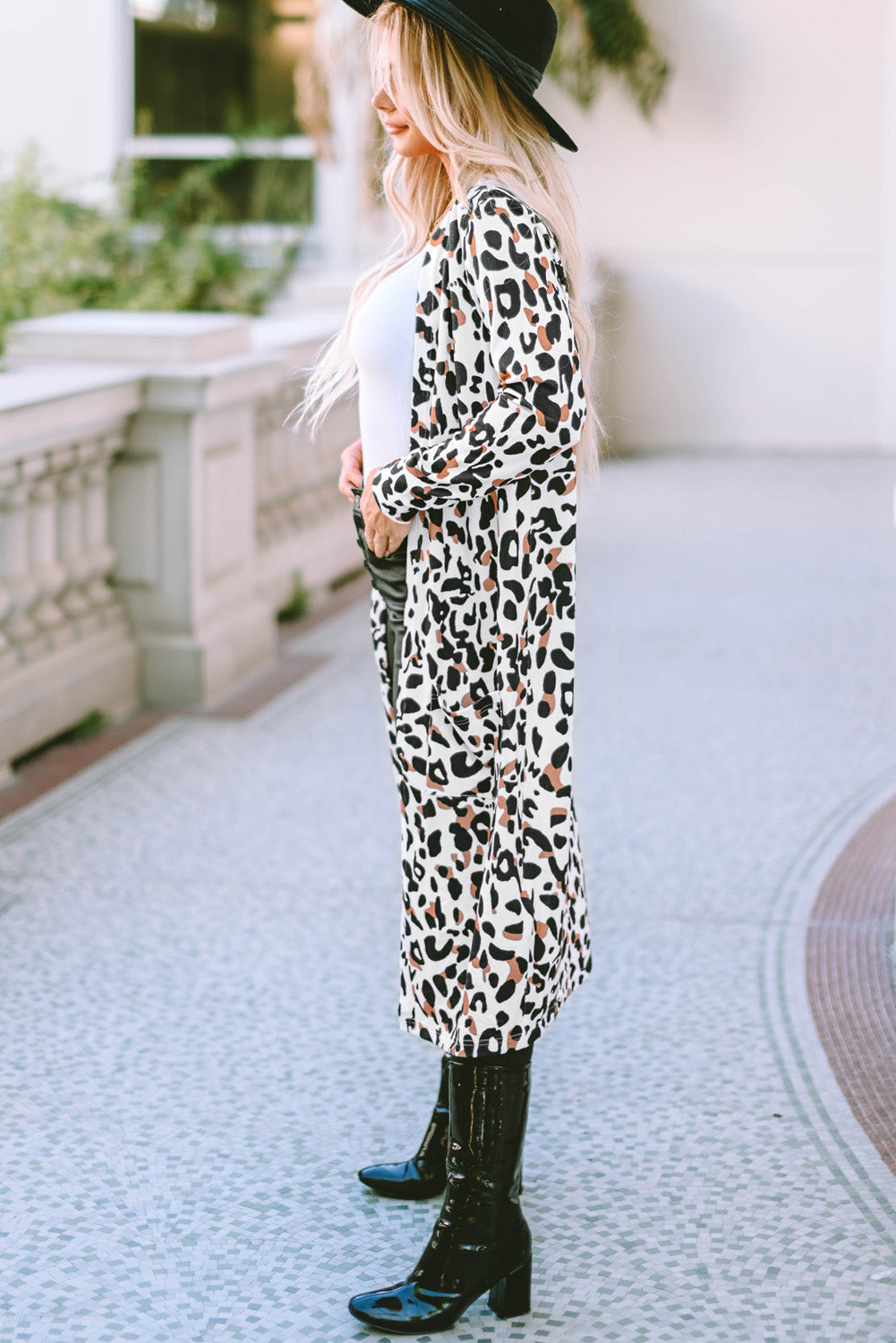 Leopard Open Front Long Sleeve Cover Up - Sydney So Sweet