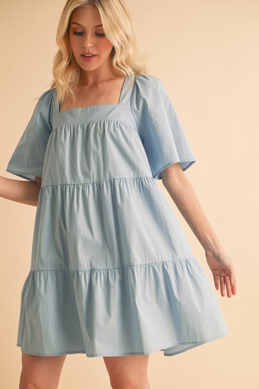 Aemi + Co Square Neck Half Sleeve Tiered Dress - Sydney So Sweet