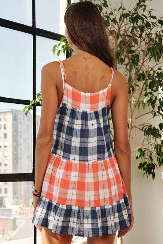 ADORA Plaid Tiered Babydoll Cami - Sydney So Sweet