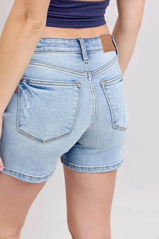 Judy Blue Mid Rise Washed Denim Shorts - Sydney So Sweet