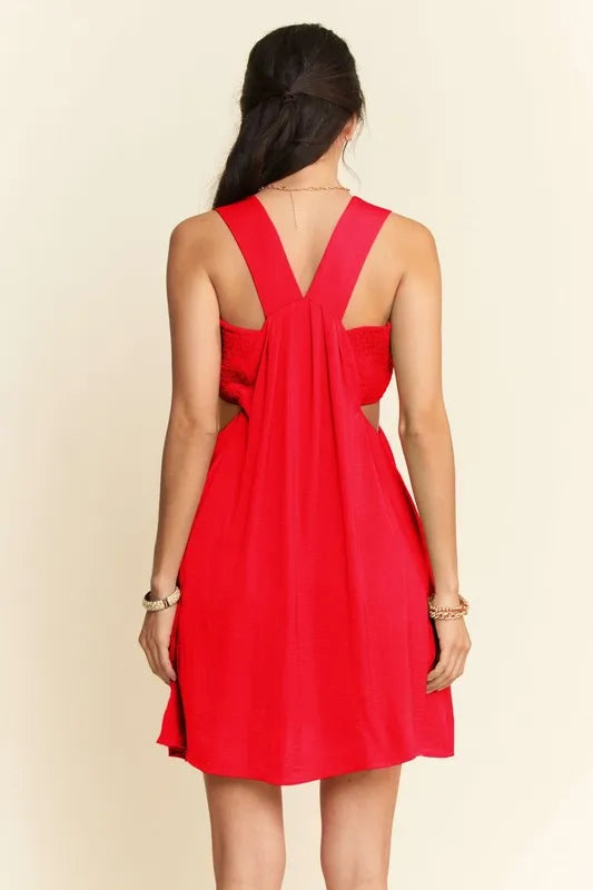 Davi & Dani Washed Satin Cutout Skirt Bandeau Mini Dress - Sydney So Sweet