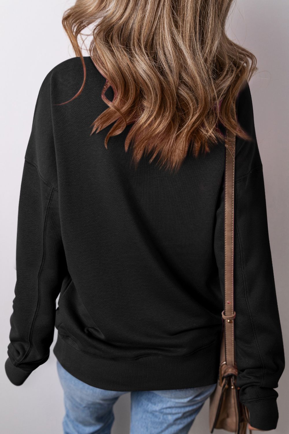 Solid Color Round Neck Long Sleeve Sweatshirt - Sydney So Sweet