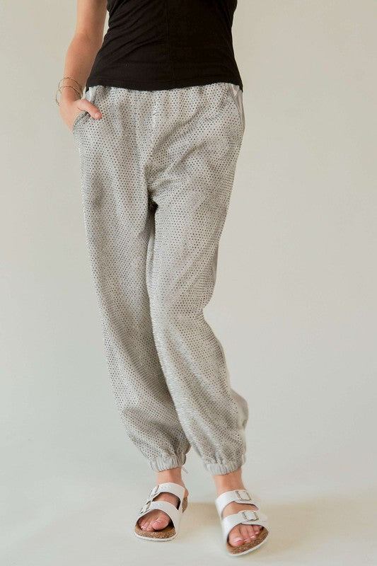 Davi & Dani Rhinestone Elastic Waist Joggers - Sydney So Sweet