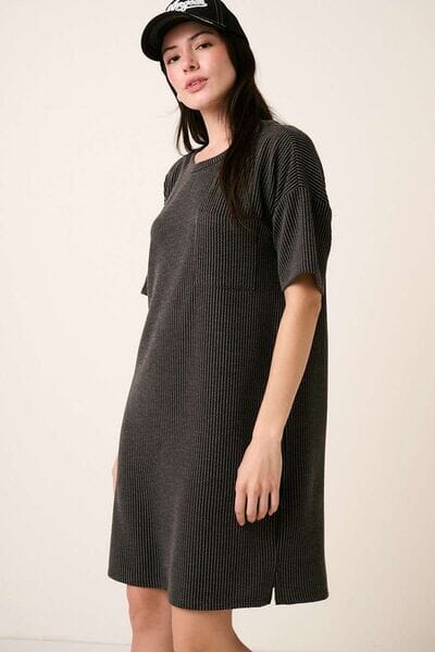 Mittoshop Urban Rib Knit Short Sleeve Tee Dress - Sydney So Sweet