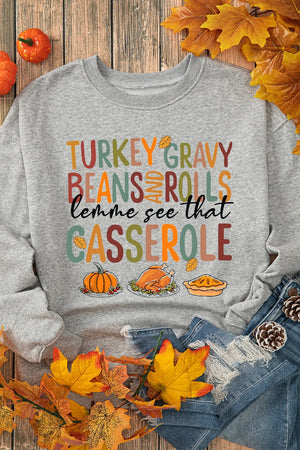 Turkey Gravy Casserole Long Sleeve Women's Graphic Sweatshirt - Sydney So Sweet