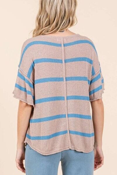 Mittoshop Striped Flounce Sleeve Knit Top - Sydney So Sweet