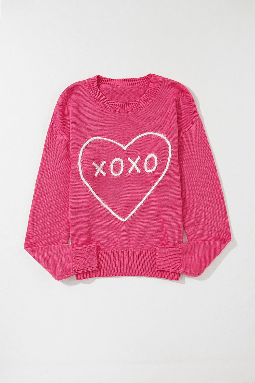 XOXO Round Neck Drop Shoulder Sweater - Sydney So Sweet