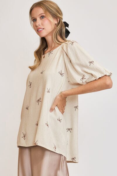 Umgee Full Size Linen Blend Ribbon Embroidered Top Plus Size - Sydney So Sweet