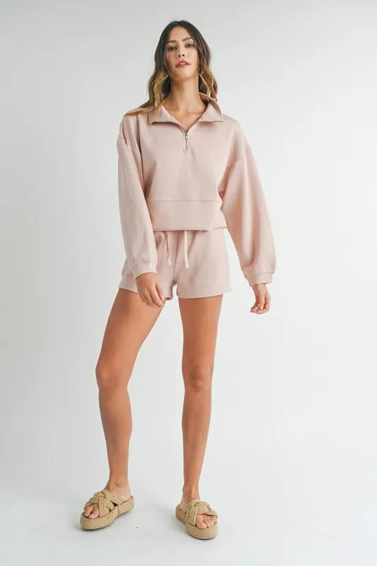 MABLE Half Zip Sweatshirt and Shorts Set - Sydney So Sweet