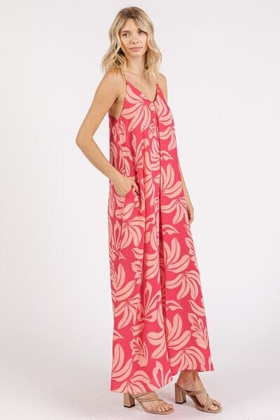 Mittoshop Printed V-Neck Maxi Cami Dress with Pockets - Sydney So Sweet
