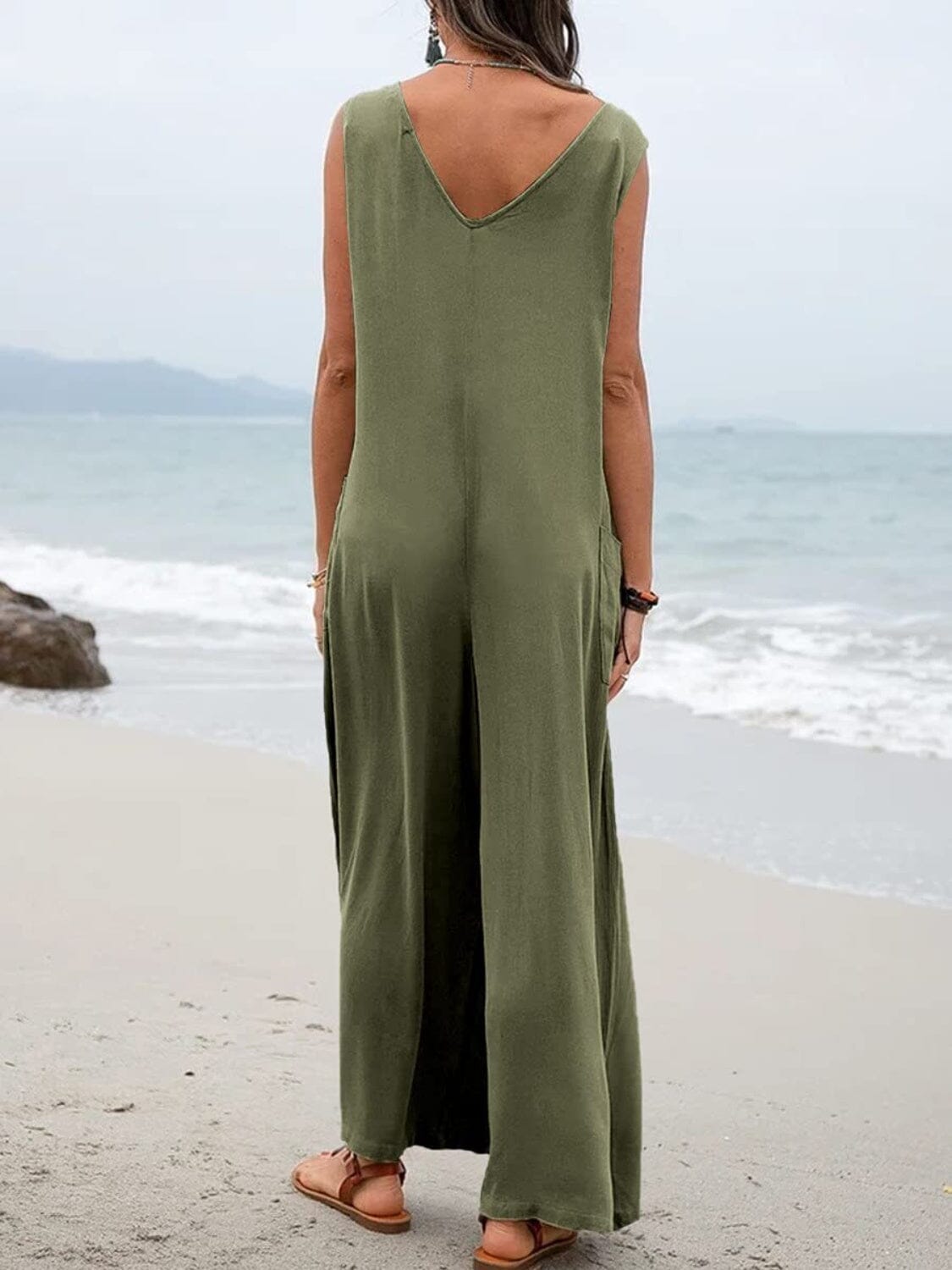 Full Size Wide Strap Jumpsuit with Pockets - Sydney So Sweet