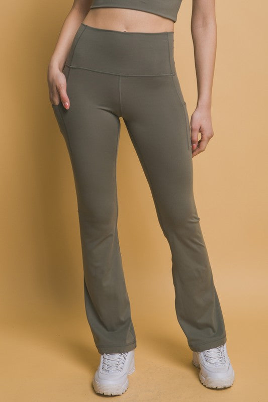 Love Tree High Waist Flare Active Leggings with Side Pockets - Sydney So Sweet