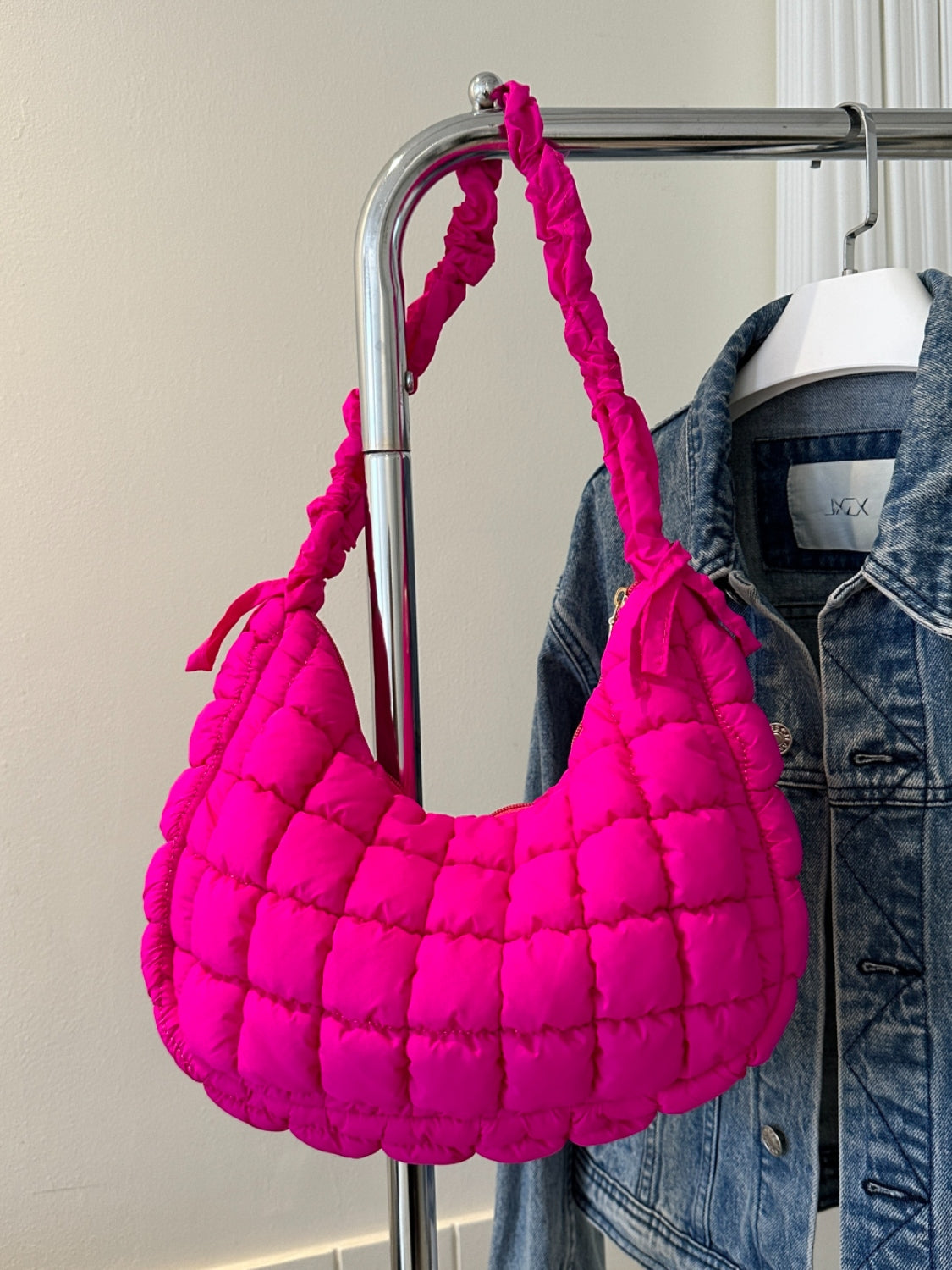 Bubble Texture Ruched Strap Quilted Shoulder Bag - Sydney So Sweet