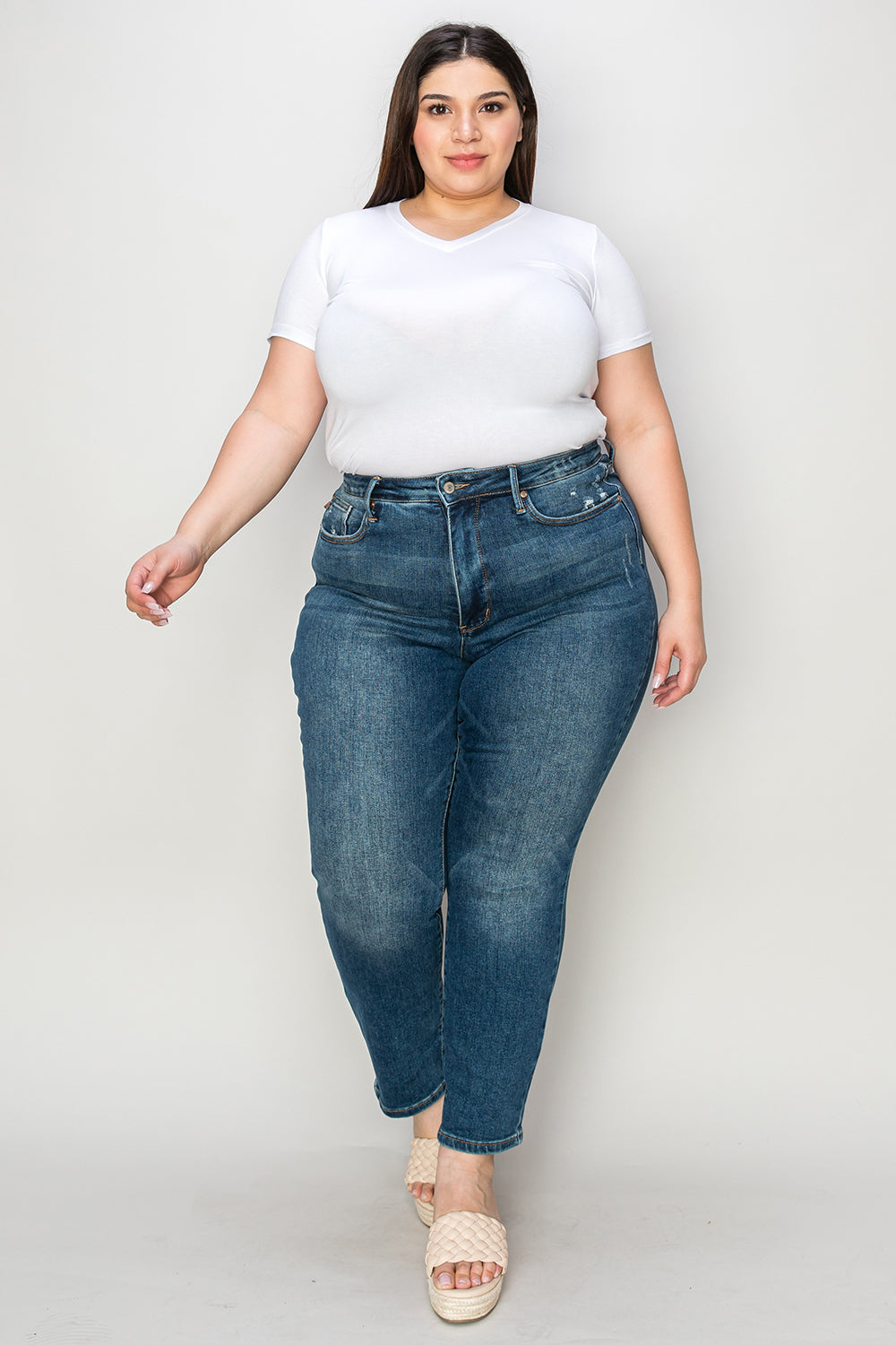 Judy Blue Full Size Tummy Control High Waist Slim Jeans - Sydney So Sweet