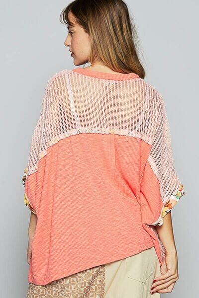 POL Hollow Out Floral Half Sleeve Knit Top - Sydney So Sweet