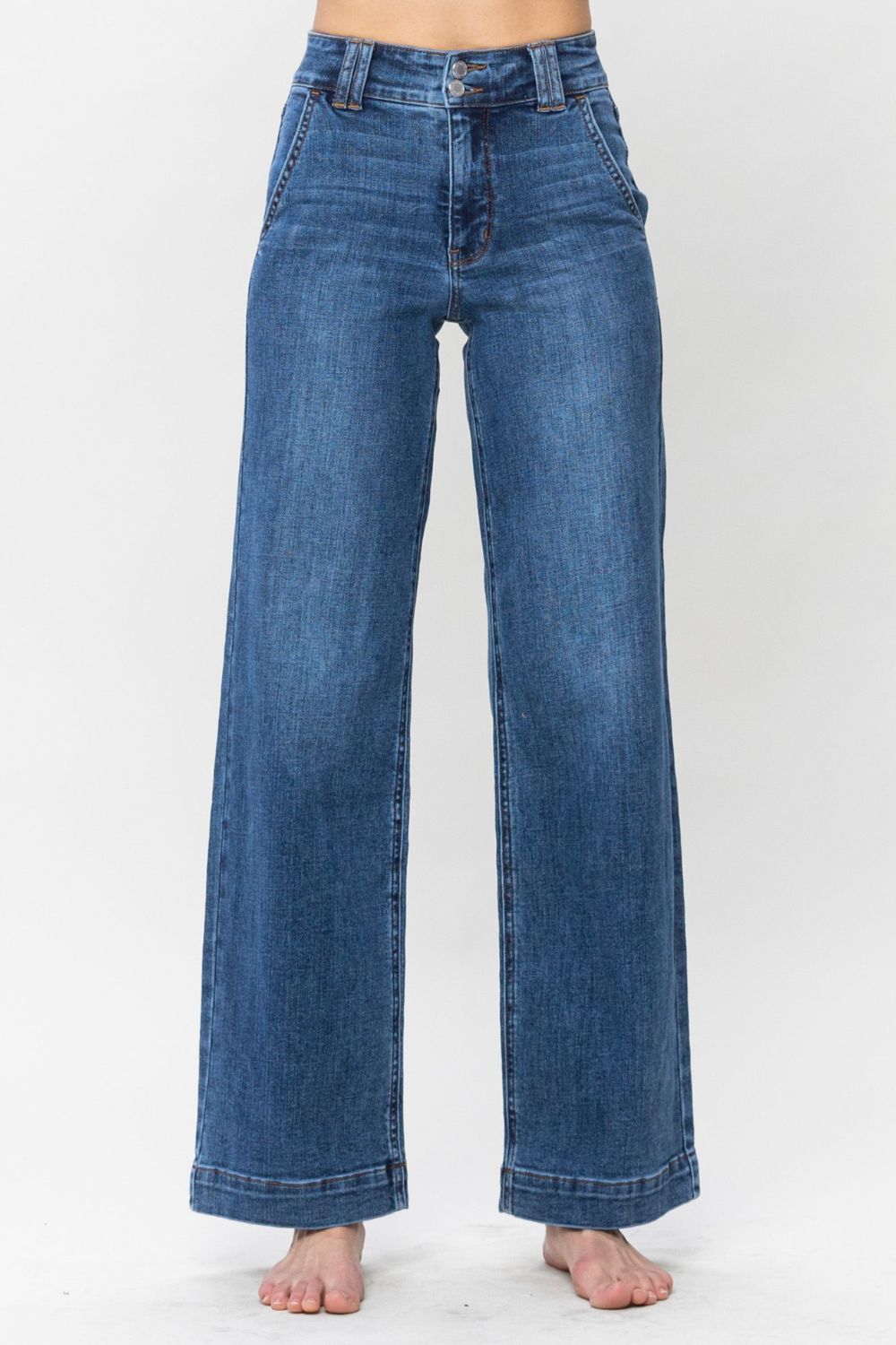 Judy Blue Full Size Double Button Wide Leg Jeans - Sydney So Sweet