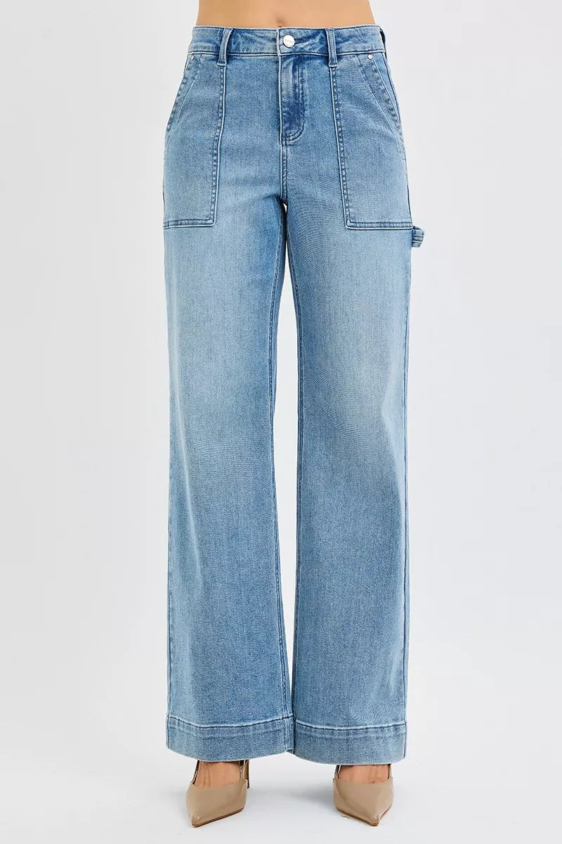 RISEN Full Size High Rise Straight Leg Jeans with Front Pockets Plus Size - Sydney So Sweet