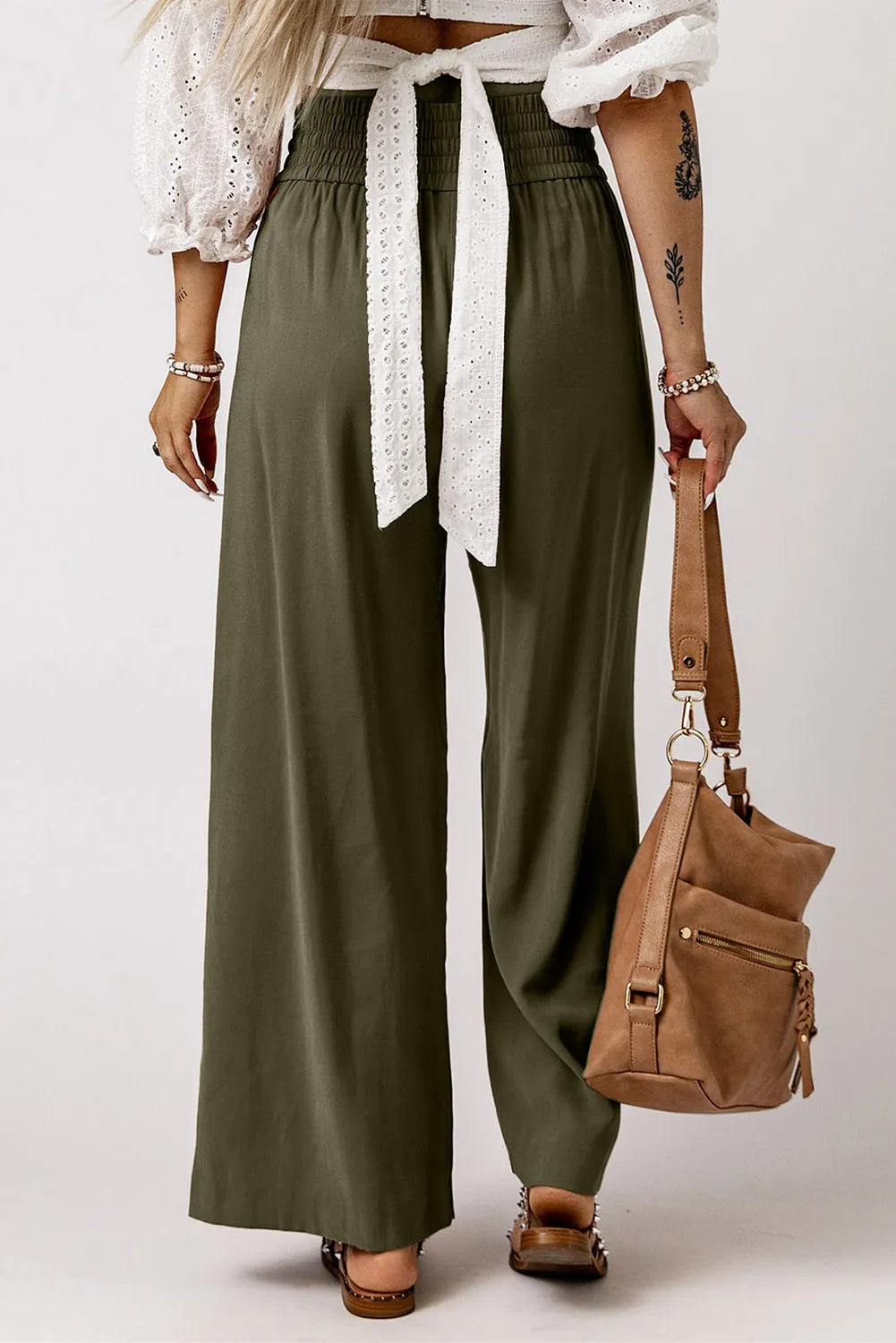 Smocked High Waist Wide Leg Pants - Sydney So Sweet