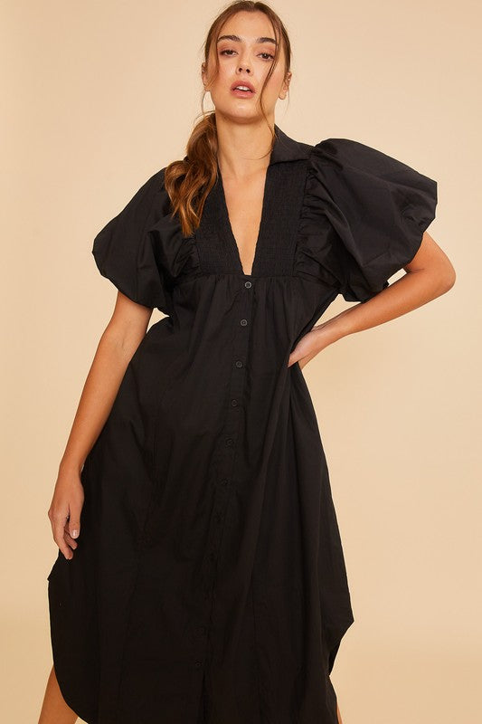 Annie Wear Smocked Puff Sleeve Midi Dress - Sydney So Sweet