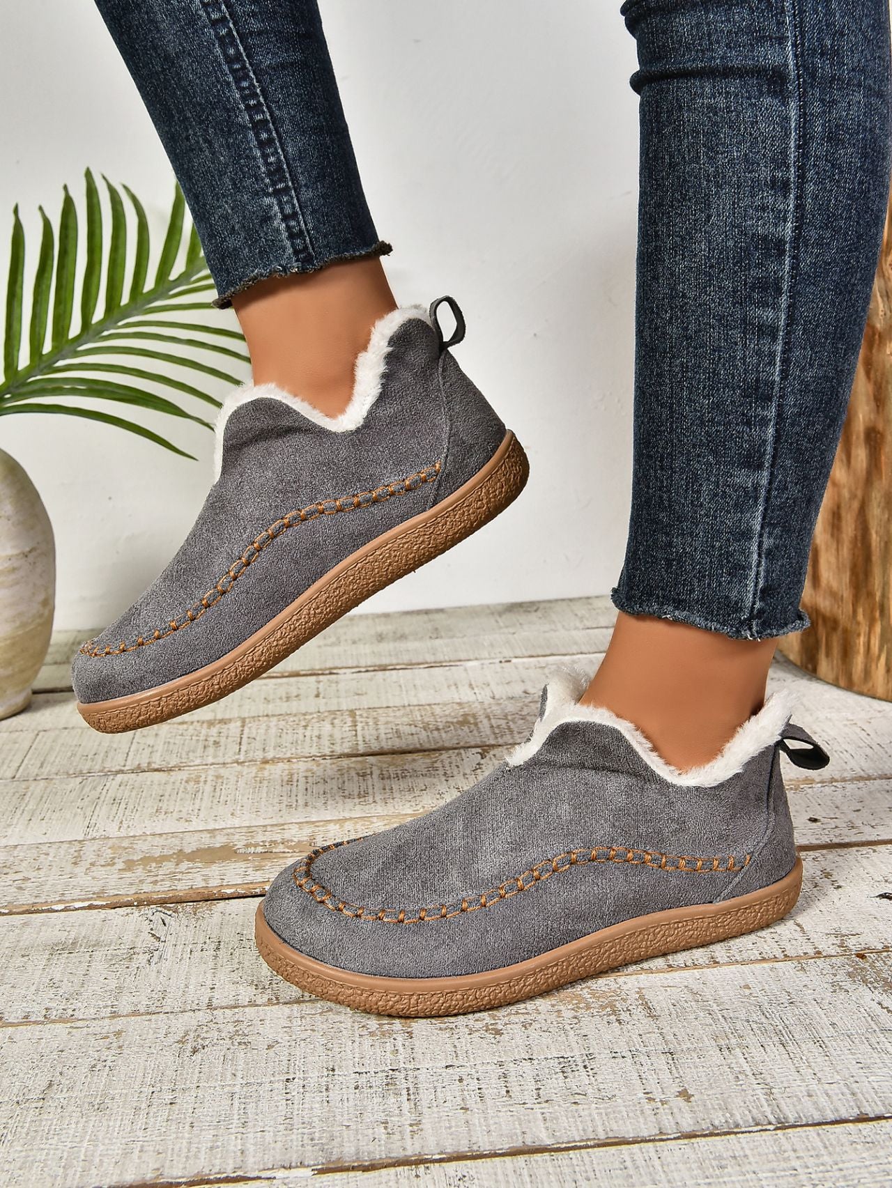 Faux Fur Round Toe Flat Sneakers - Sydney So Sweet