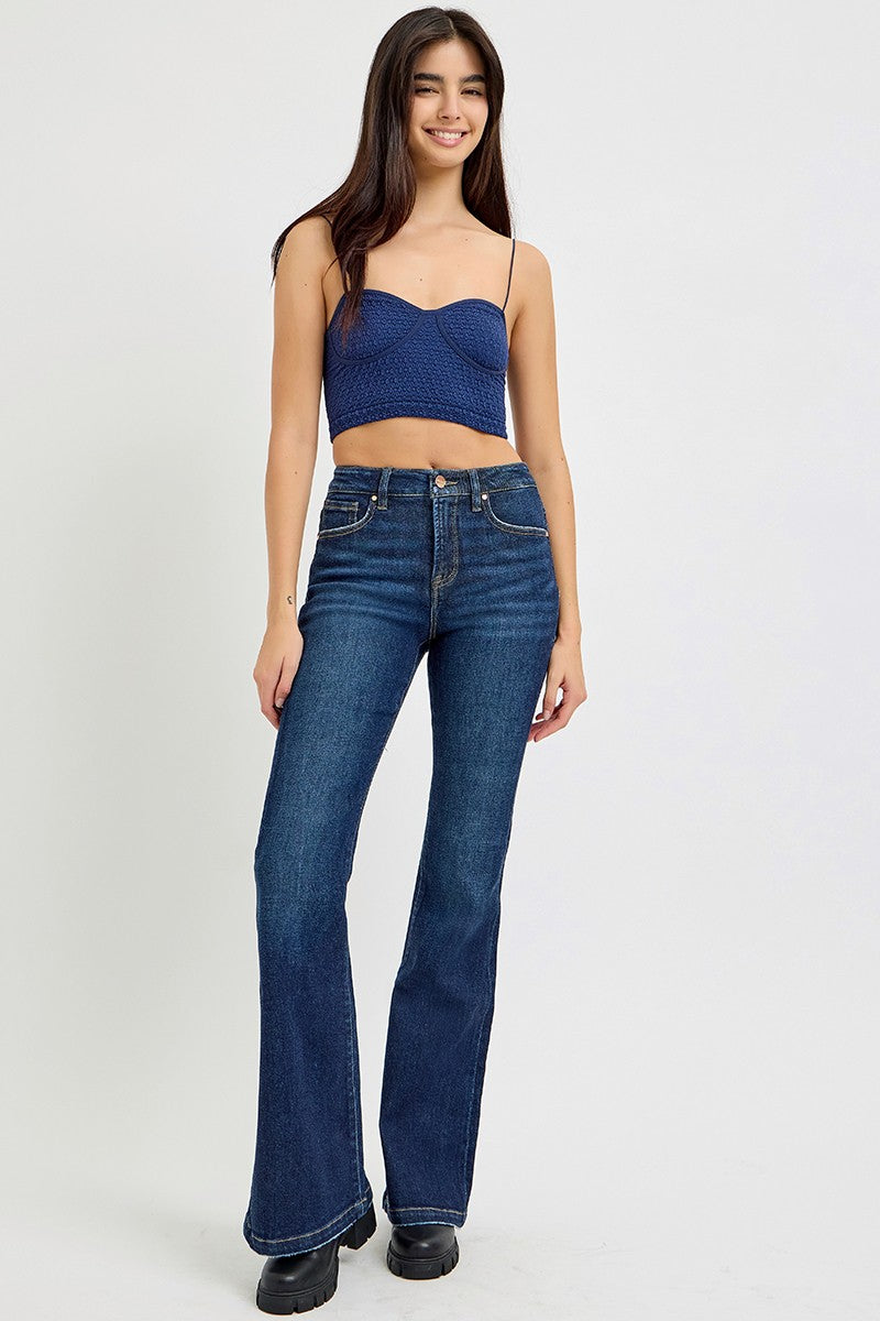 RISEN Full Size High Rise Flare Jeans with Pockets - Sydney So Sweet