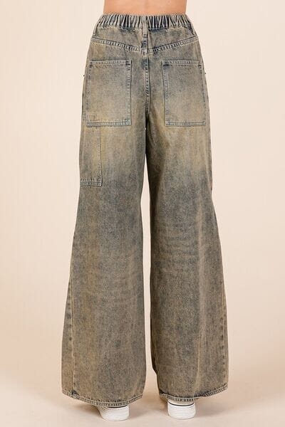 Mittoshop Washed Wide Leg Jeans with Pockets - Sydney So Sweet