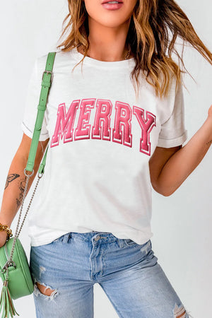 MERRY Round Neck Short Sleeve T-Shirt - Sydney So Sweet