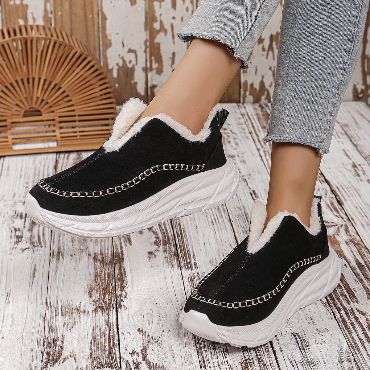 Thermal Suede Platform Slip-On Boots - Sydney So Sweet