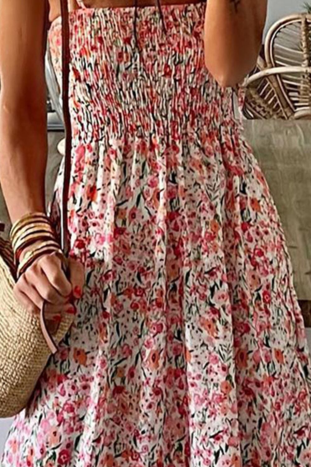 Smocked Floral Spaghetti Strap Dress - Sydney So Sweet