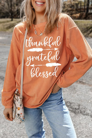 Thankful Grateful Blessed Women's Graphic Long Sleeve Sweatshirt - Sydney So Sweet