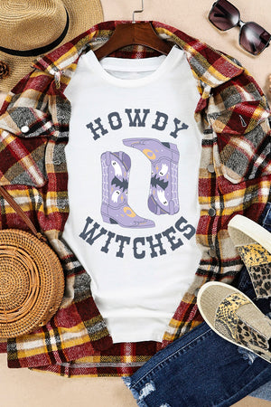 Howdy Witches Graphic Round Neck Short Sleeve T-Shirt - Sydney So Sweet